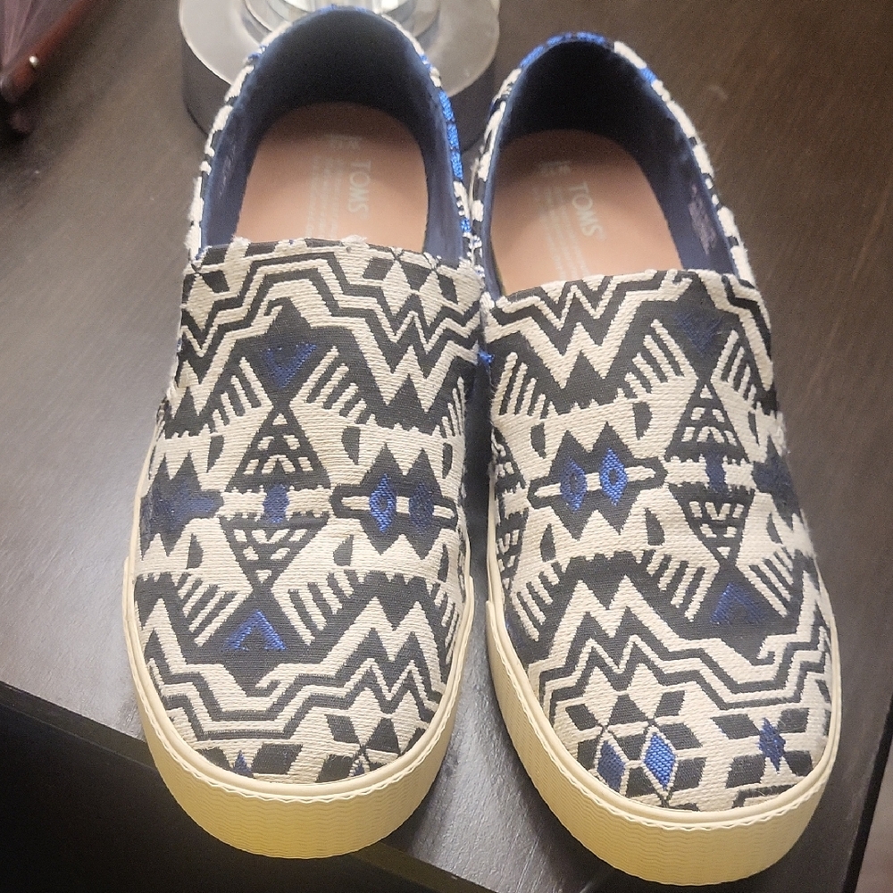 Toms Black and Blue Slip-On Shoes